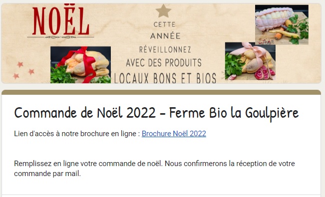 La Goulpière, commandes de Noël, Olonne-sur-Mer