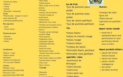 liste de nos produits disponibles, EARL Mme Voisin, Challans
