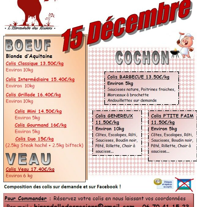 l’hirondelle des Rosier, Réservez votre colis!!! Apremont