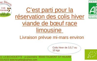 Reservation colis viande, La bichouette Ferme Bio,  Saint-Hilaire-de-Talmont.
