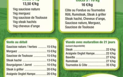 Ferme de la Nerrière, vente de viande, La Chataigneraie
