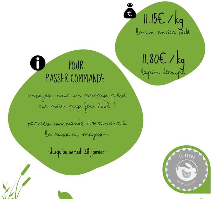 COMMANDE VIANDE DE LAPIN,  Au Cabas Fermier, Les Herbiers