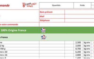 Bon de commande, Coop de chez vous,  La Vallée de la Vie, Maché