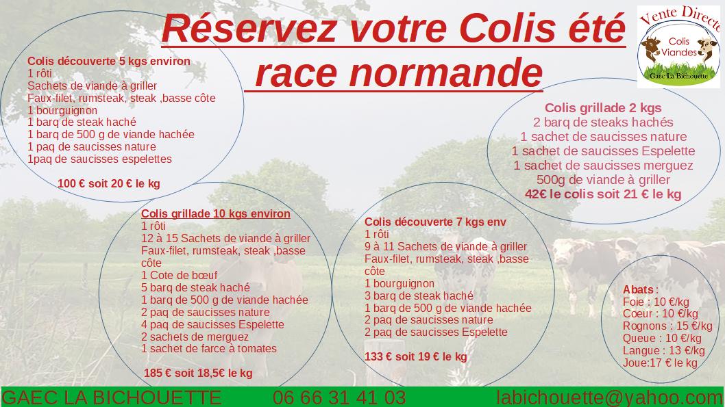colis été vache normande , La Bichouette, Saint-Hilaire-de-Talmont