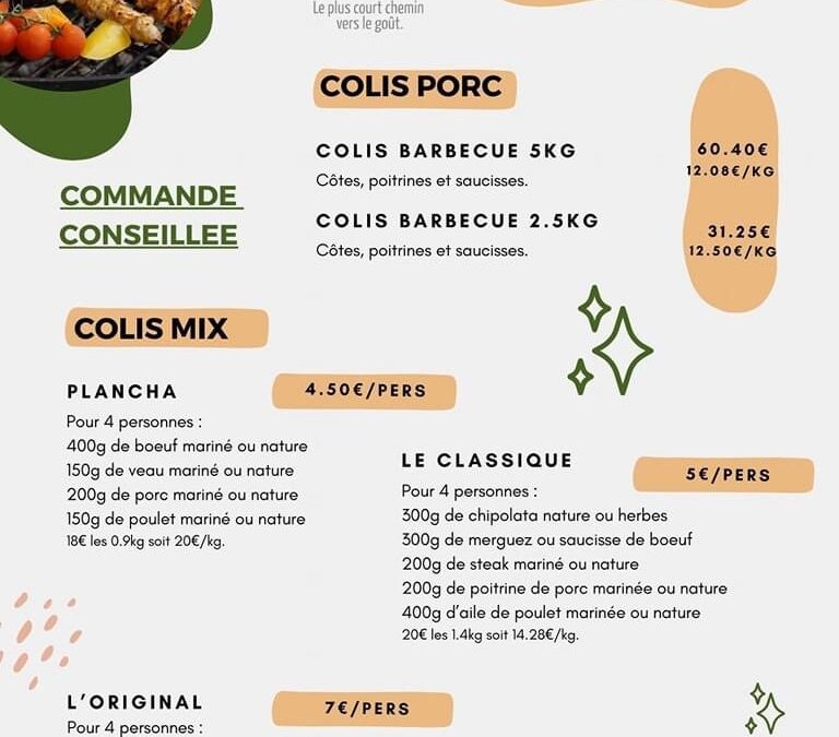 Pouzauge, colis viande, la ferme de chez nous.