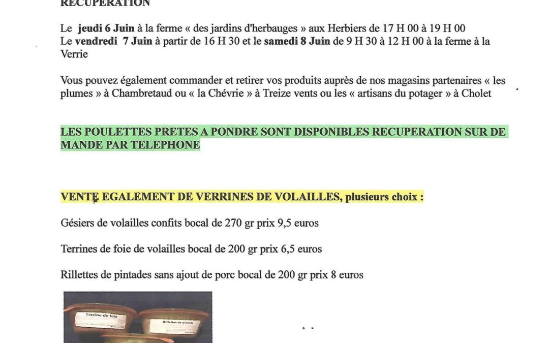 La Verrie, poulet, la Chapotiere.