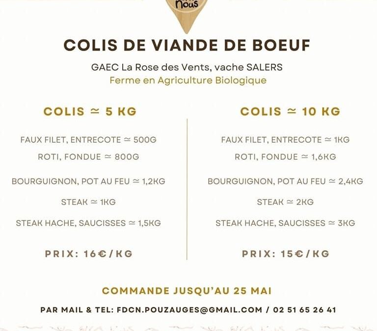 Pouzauges, viande, la Ferme de Chez Nous, commandes